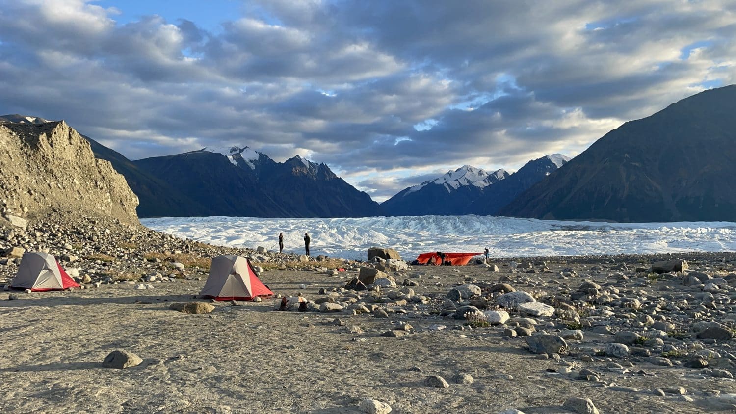 camp in front of the Donjek glacier