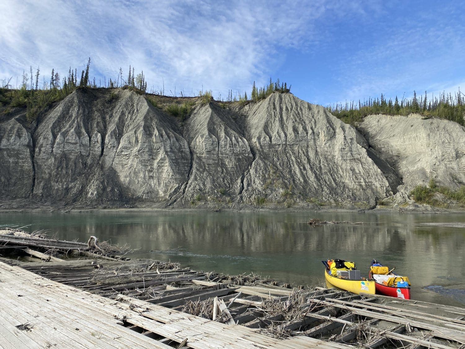 Hoodoos and Klondike wreck along the Yukon River
