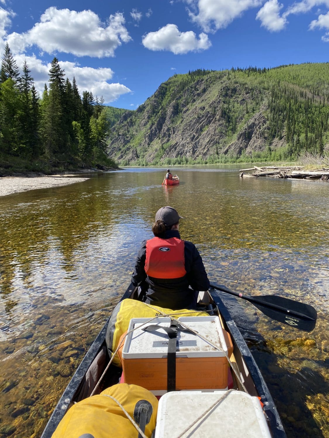 Canoeing in a scenic river valley