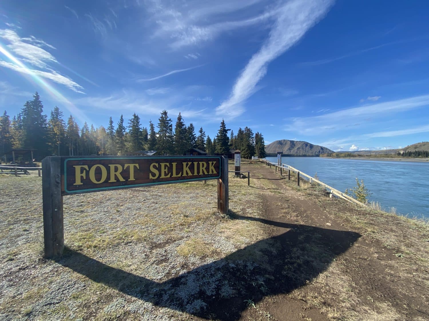 Fort Selkirk sign along Yukon River